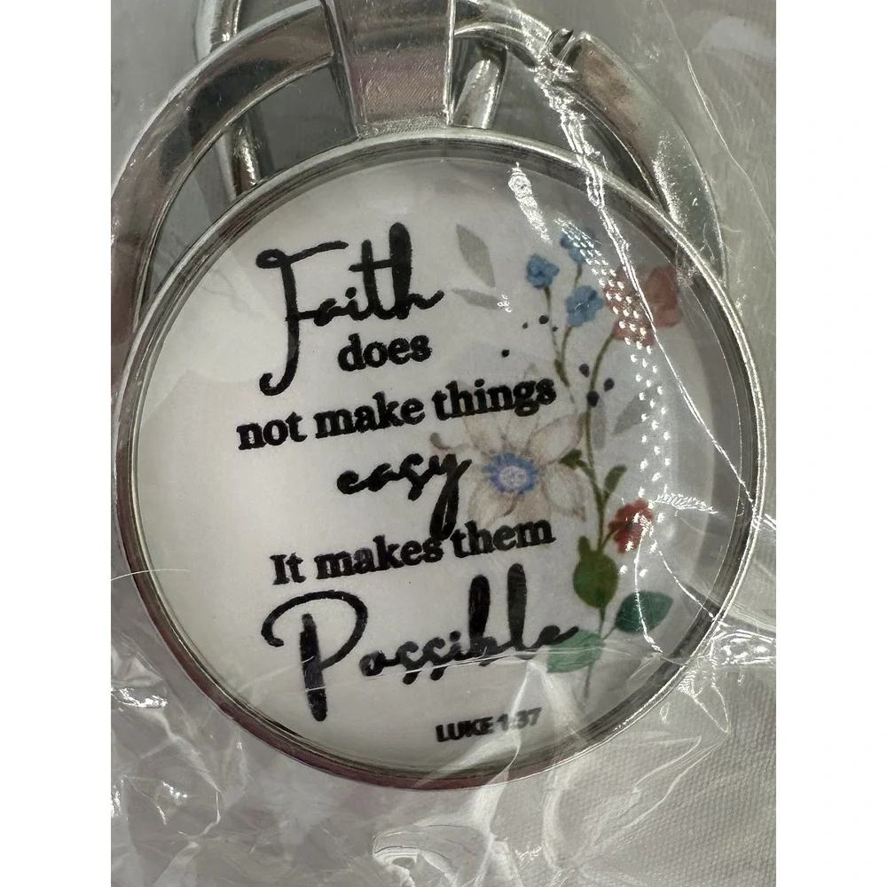 Ladies Inspiration Religious Christian Jewelry Bible Luke 1:37 Keychain
